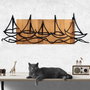 Wallity Ships In The Sea - Accesorio decorativo de pared de madera y metal